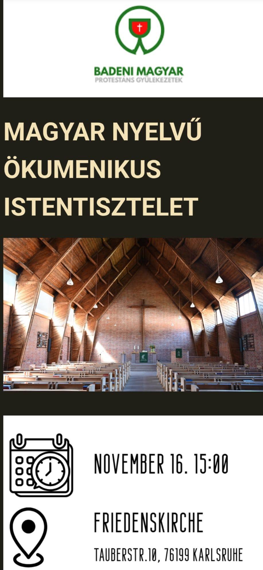 Magyar nyelvű ökumenikus istentisztelet meghívó