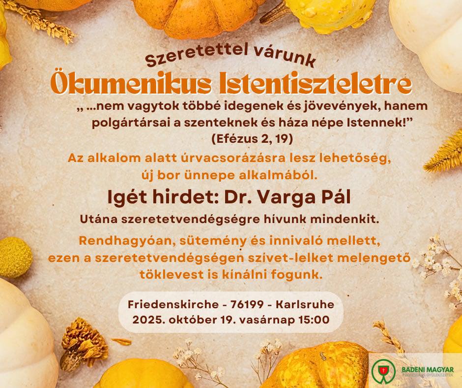 Ökumenikus magyar istentisztelet meghívó