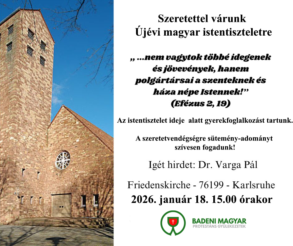 Újévi magyar istentisztelet meghívó