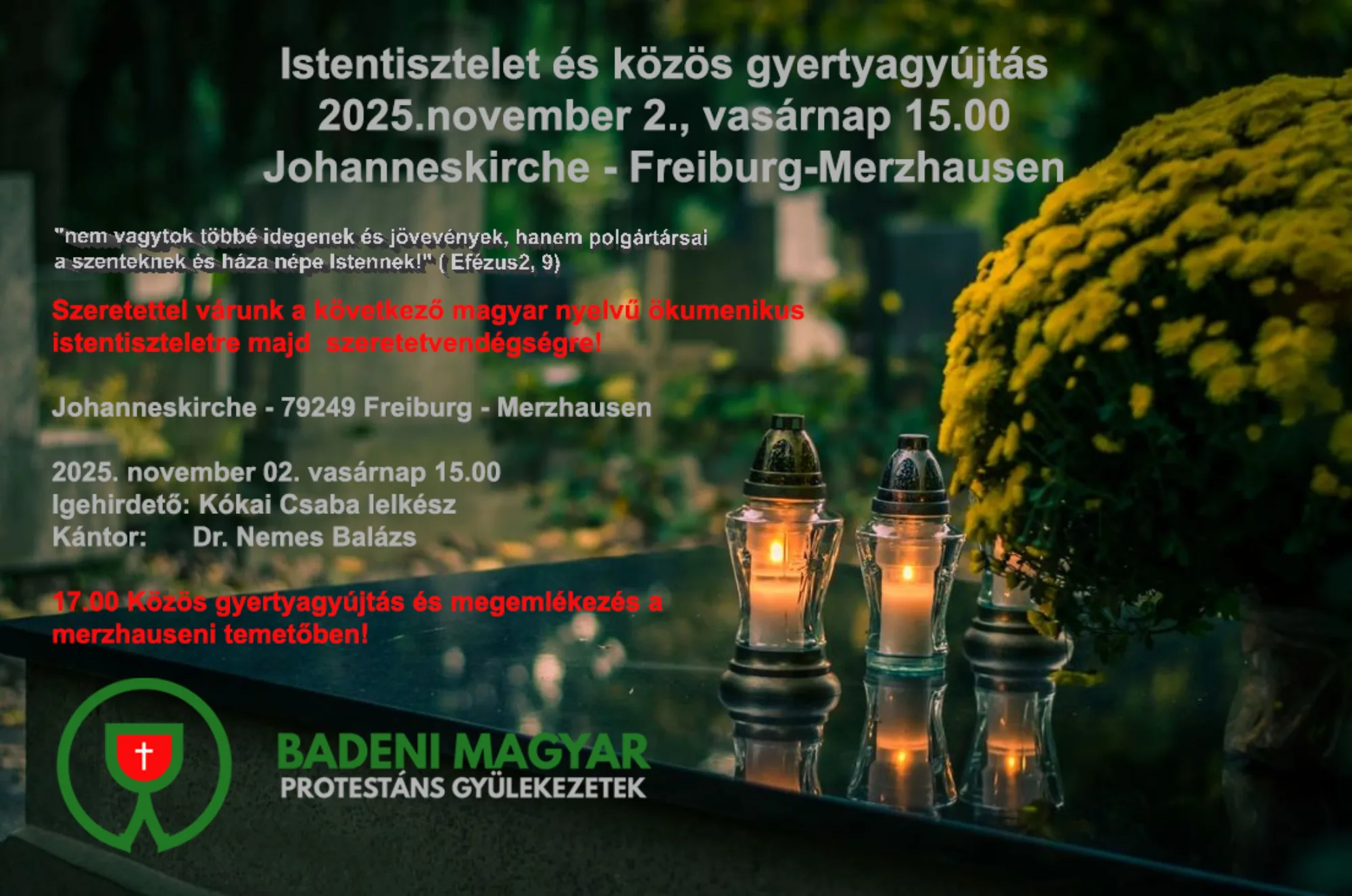 Istentisztelet és közös gyertyagyújtás