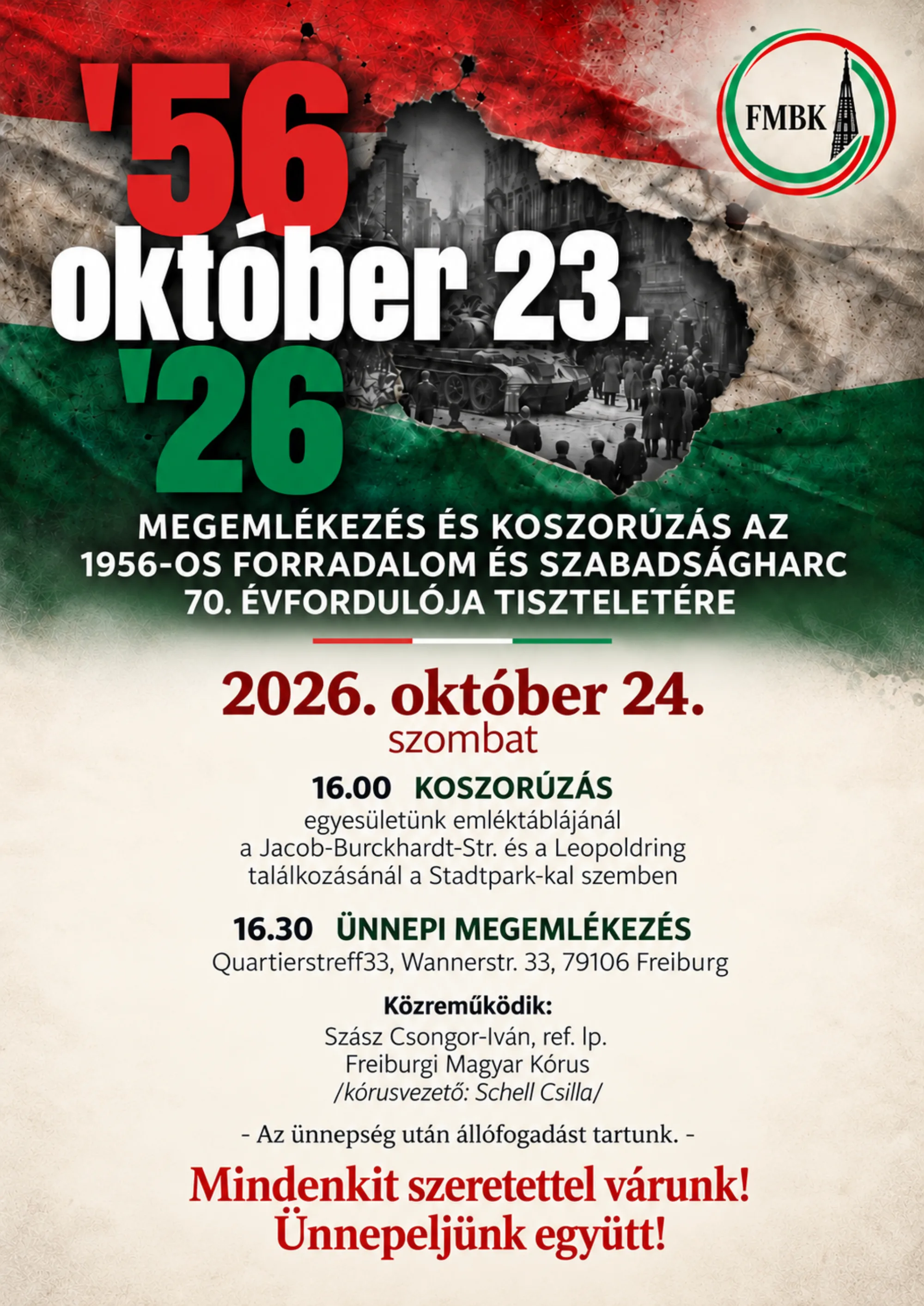 Megemlékezés és koszorúzás az 1956-os forradalom 70. évfordulóján