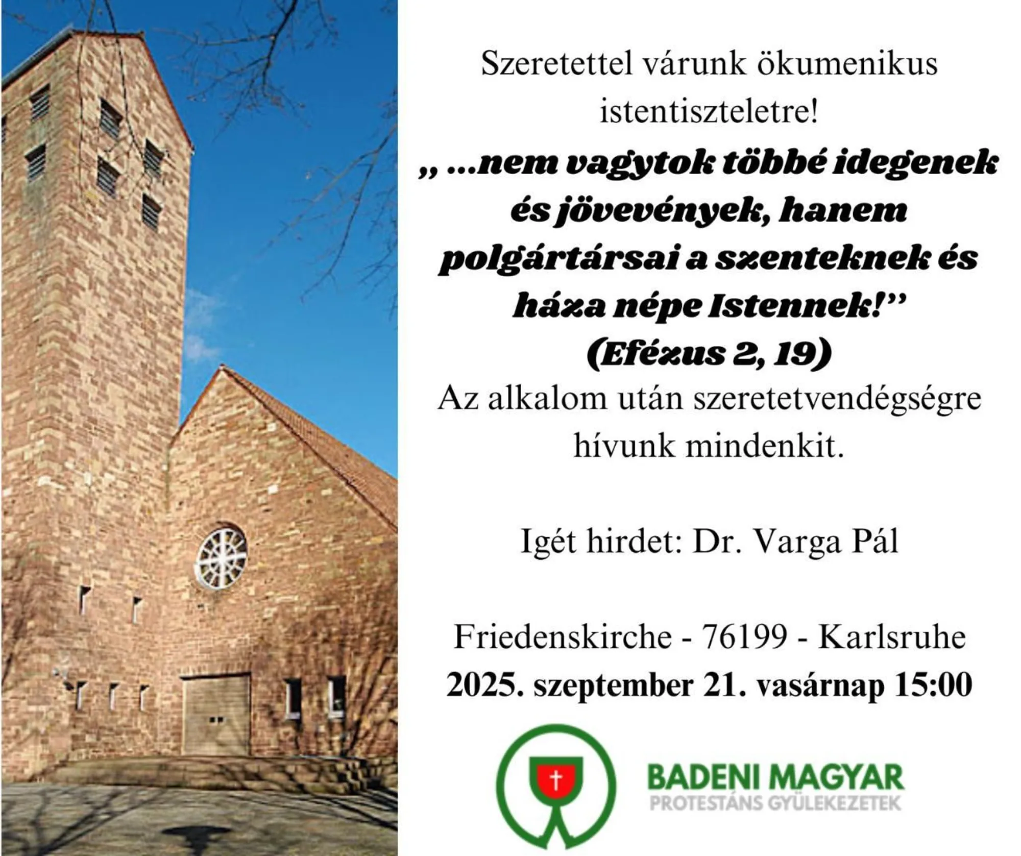 Ökumenikus magyar istentisztelet