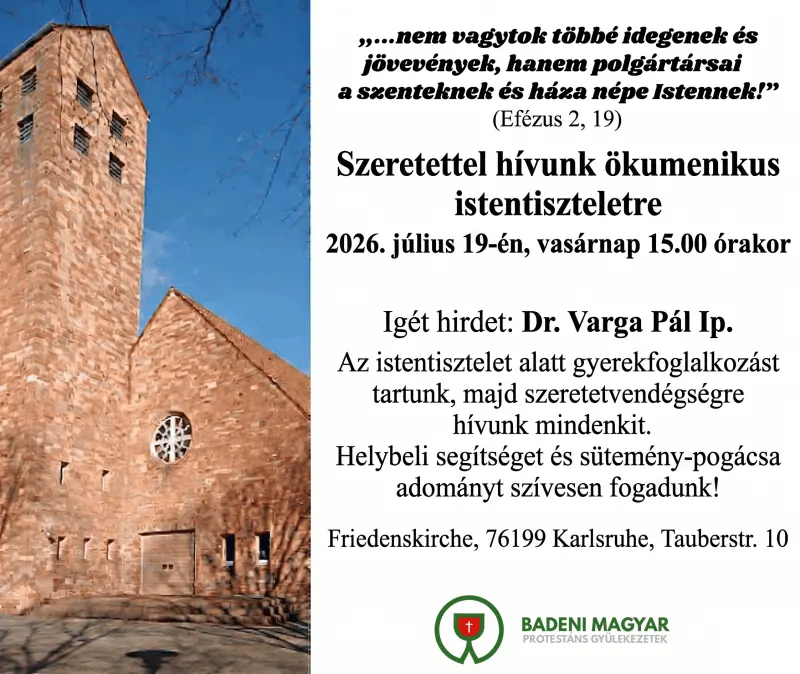 Ökumenikus istentisztelet meghívó