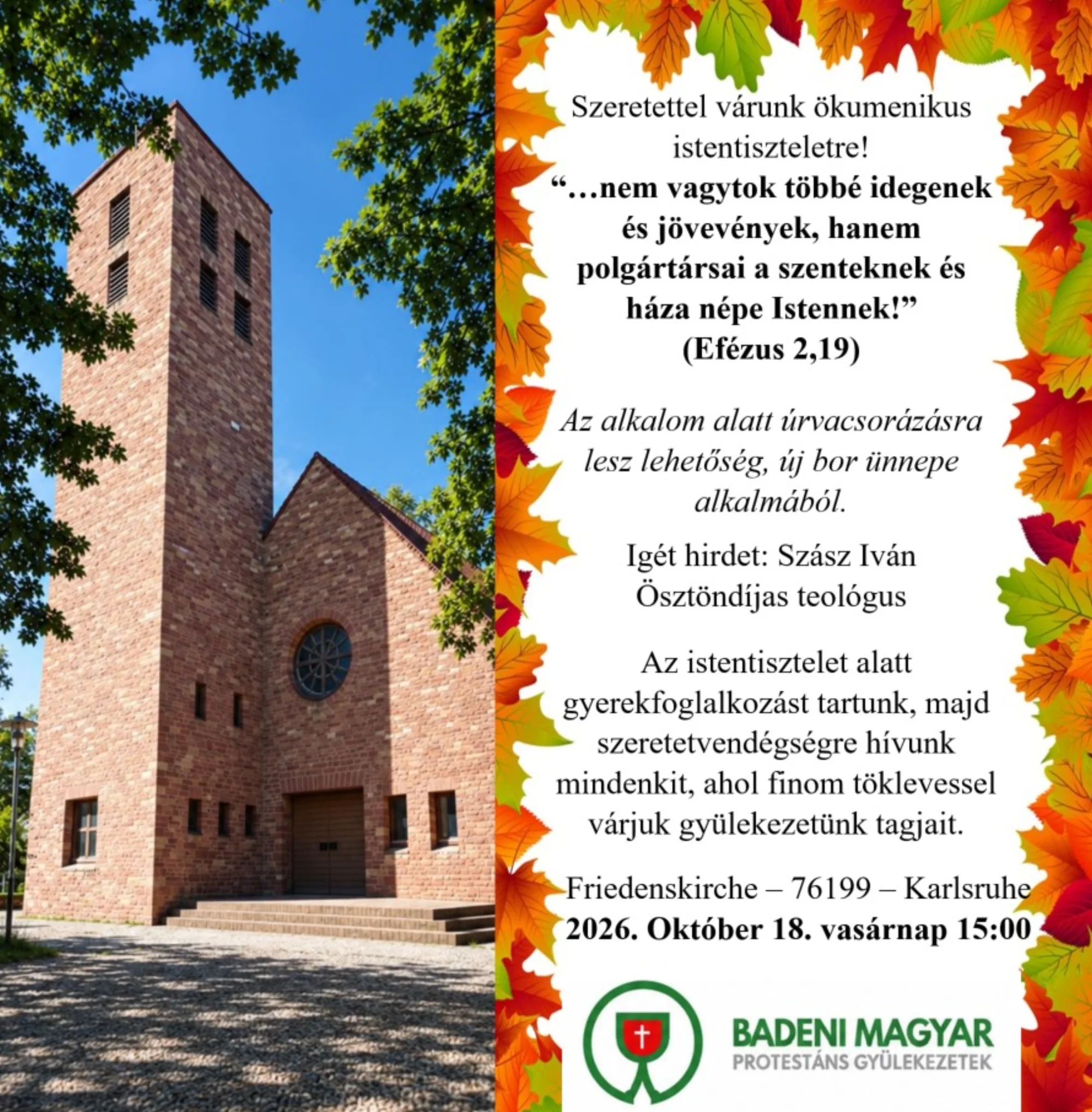 Ökumenikus istentisztelet úrvacsorával